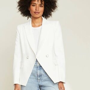 Veronica Beard White Structured Blazer with Notched Lapels